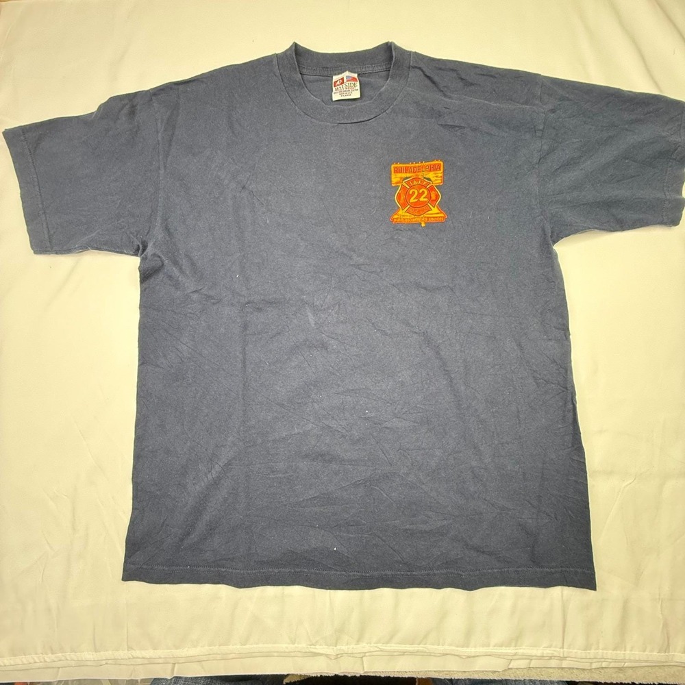 Bayside Heavyweight Firefighter T Shirt X Large Navy Blue 22 Fire Dept